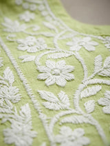 Girls' Lime Green Chikankari Embroidered Dhoti Set