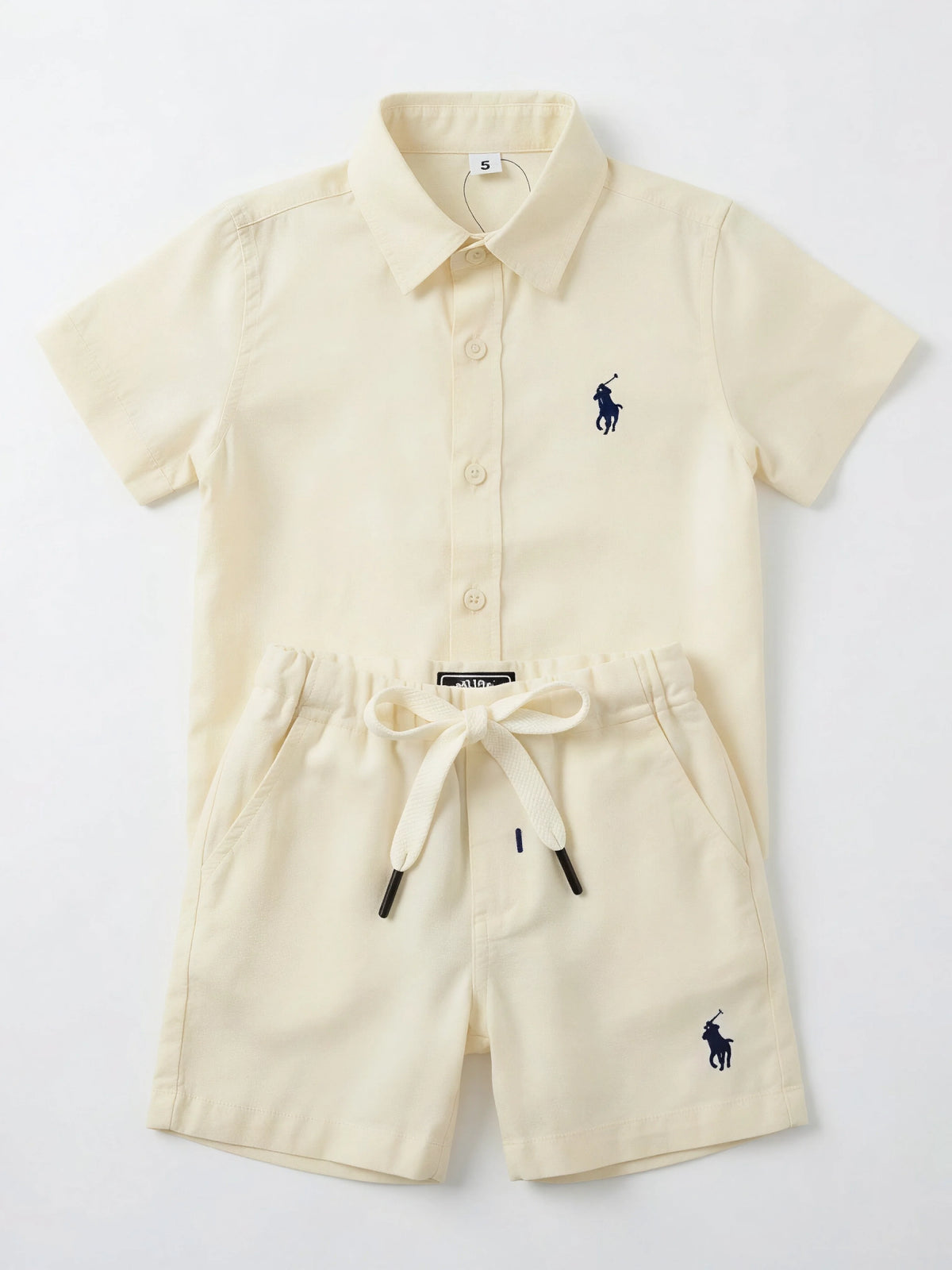 Yellow Solid Short Sleeve Cotton Boys Coordinate Set