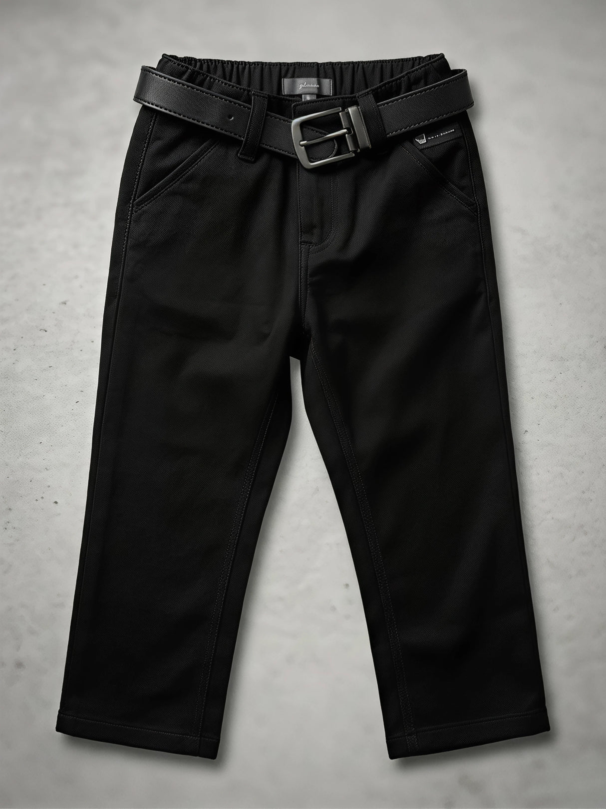 Boys Classic Black Regular Fit Casual Pants