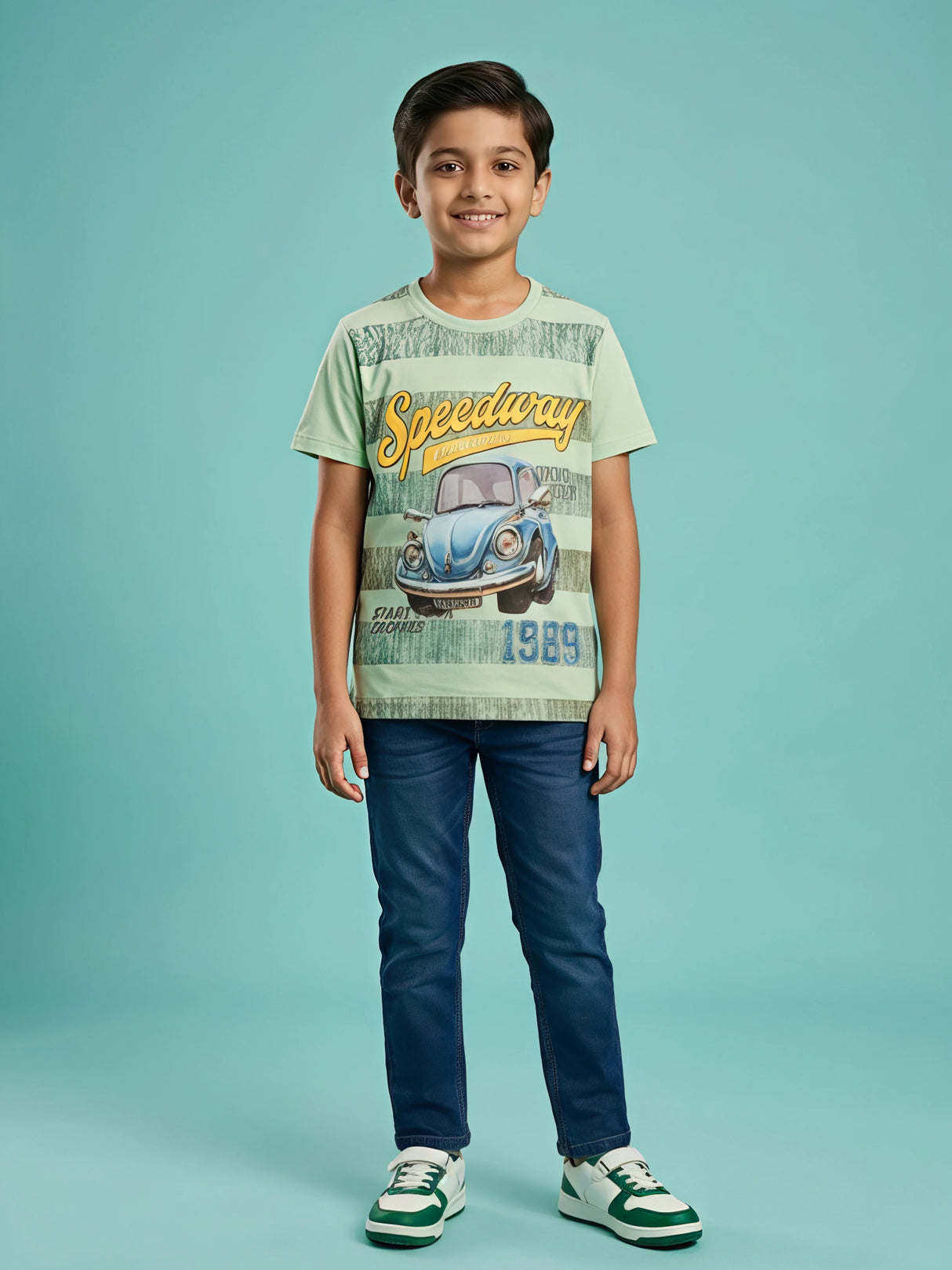Boys Green Speedway Graphic T-Shirt
