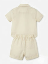Yellow Solid Short Sleeve Cotton Boys Coordinate Set