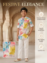 Multi Abstract Print Kurta Pajama Set for Boys