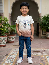 Boys Brown Graffiti Ombre Graphic T-Shirt