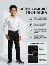 Boys Classic Black Regular Fit Casual Pants