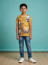 Boys Yellow Urban Graphic Print T-Shirt