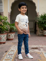 Boys Brown Graffiti Ombre Graphic T-Shirt