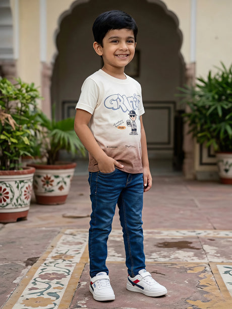 Boys Brown Graffiti Ombre Graphic T-Shirt