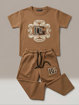 Boys Brown Graphic T-Shirt & Trackpants Co-ord Set