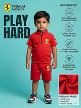 Boys Red Ferrari Inspired Sporty Coordinate Set