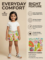 Girls Vibrant Yellow Multi-Fruit Printed Casual Shorts