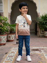 Boys Brown Graffiti Ombre Graphic T-Shirt