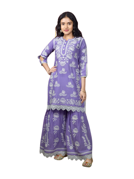 Girls' Pink & Orange Sharara Set