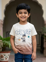 Boys Brown Graffiti Ombre Graphic T-Shirt