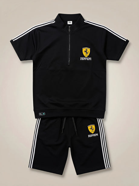 Boys Black Ferrari Sporty Coordinate Set - 2 Piece Activewear
