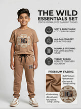 Boys Brown Graphic T-Shirt & Trackpants Co-ord Set