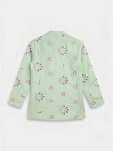 Green Printed Kurta Pajama Set for Boys