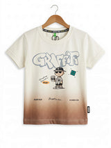 Boys Brown Graffiti Ombre Graphic T-Shirt