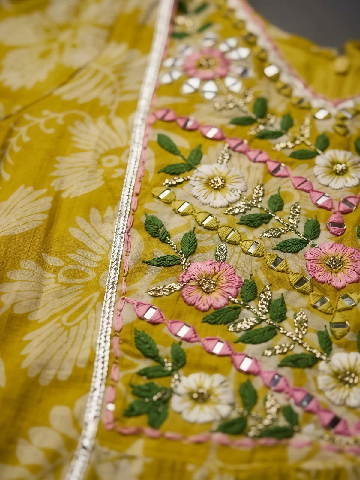 Girls Green Floral Printed Sharara Set with Dupatta.