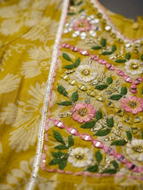 Girls Green Floral Printed Sharara Set with Dupatta.