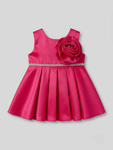 Girls Rani Pink Party Wear Frock.