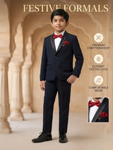 Boys Black Tuxedo Coat Suit with Red Bow Tie