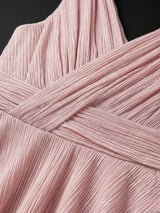 Girls Elegant Shimmer Pink Floor-Length Gown