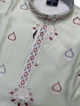 Green Printed Kurta Pajama Set for Boys