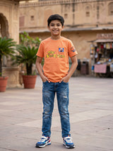 Boys Vibrant Orange Graphic Print T-Shirt