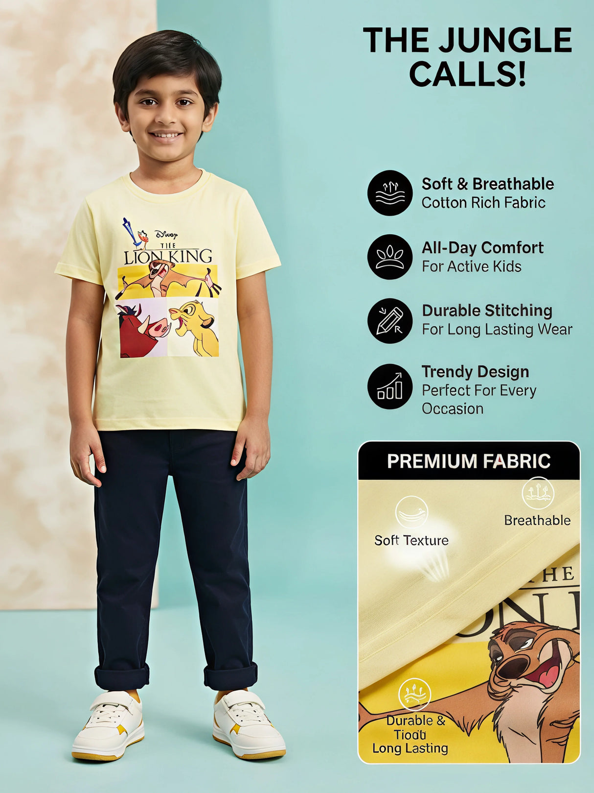 Boys Yellow Lion King Graphic T-Shirt