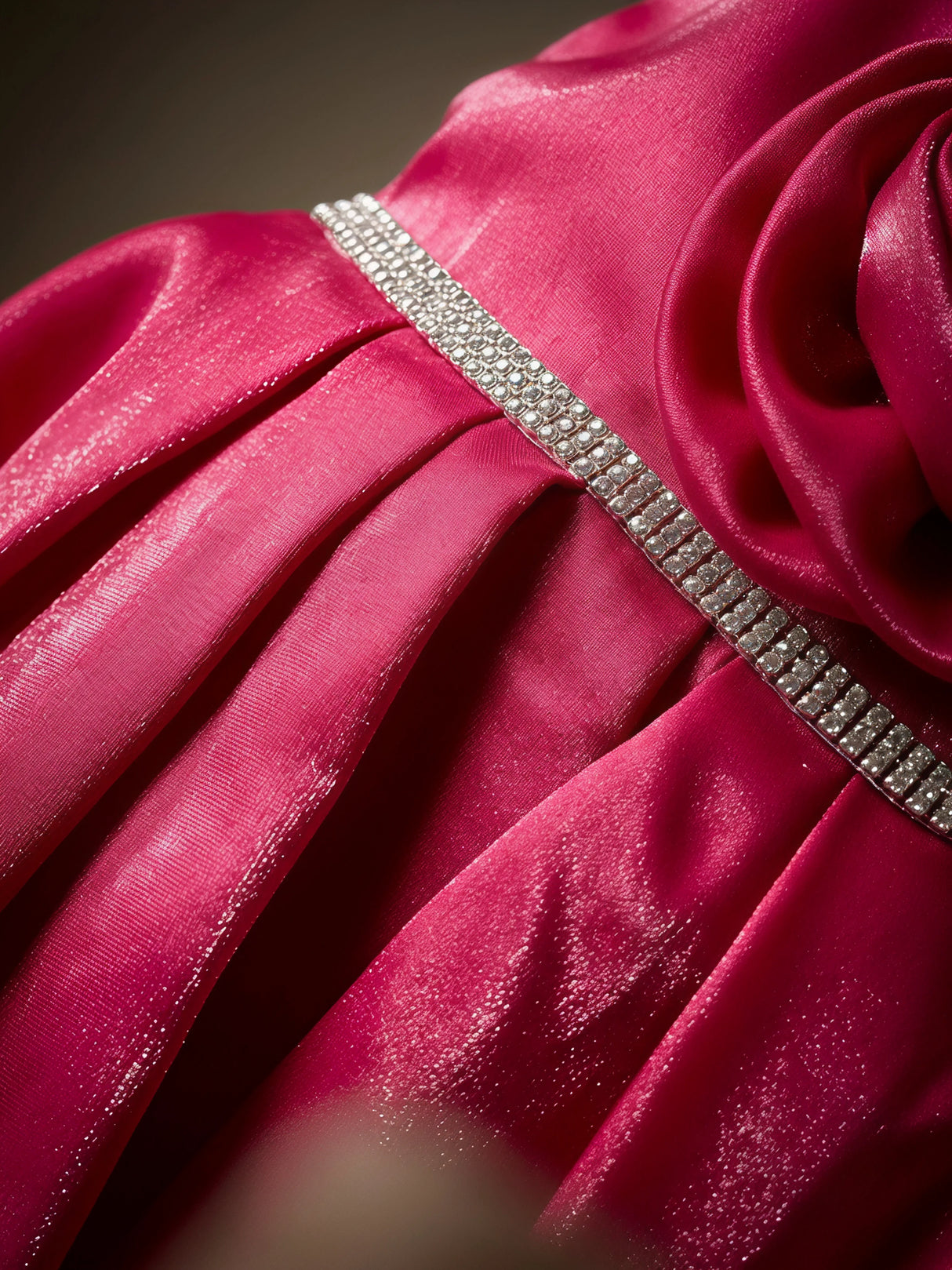 Girls Rani Pink Party Wear Frock.