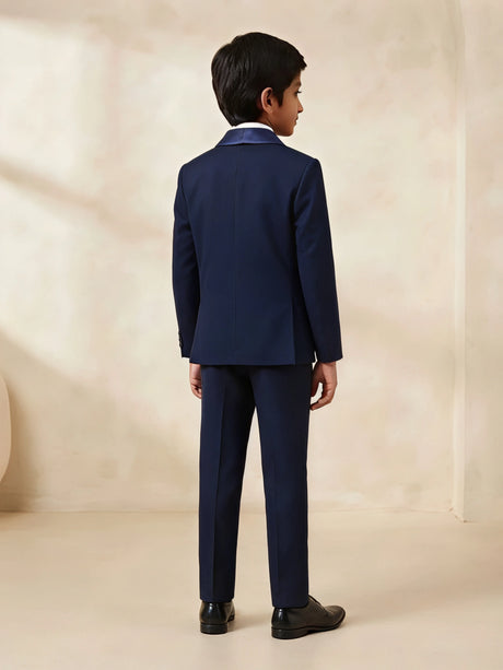 Boys Navy Blue Tuxedo Coat Suit Set