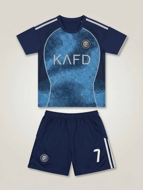 Boys Printed Blue Sports Coordinate Sets with T-Shirt and Shorts.