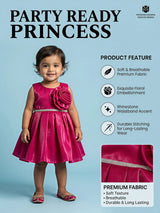 Girls Rani Pink Party Wear Frock.