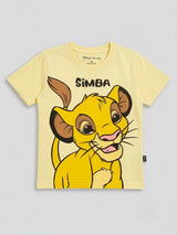 Boys Yellow Simba Graphic Print Cotton T-Shirt