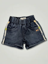 Girls Dark Grey Denim Shorts with Floral Side Taping