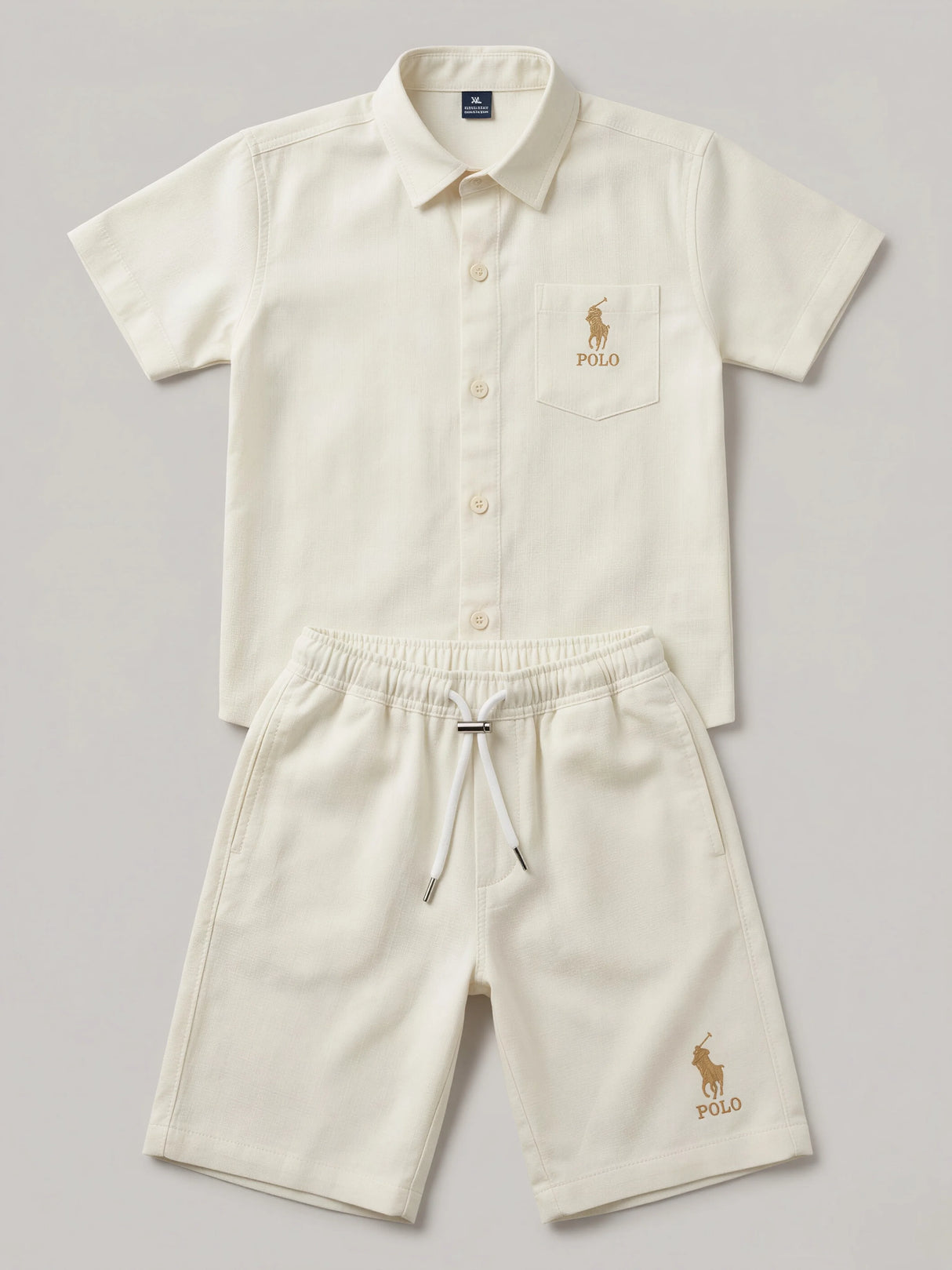 Boys Cream Cotton Linen Co-ord Set