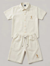 Boys Cream Cotton Linen Co-ord Set