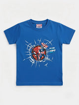 Boys Blue Superhero Graphic Printed Crew Neck T-Shirt