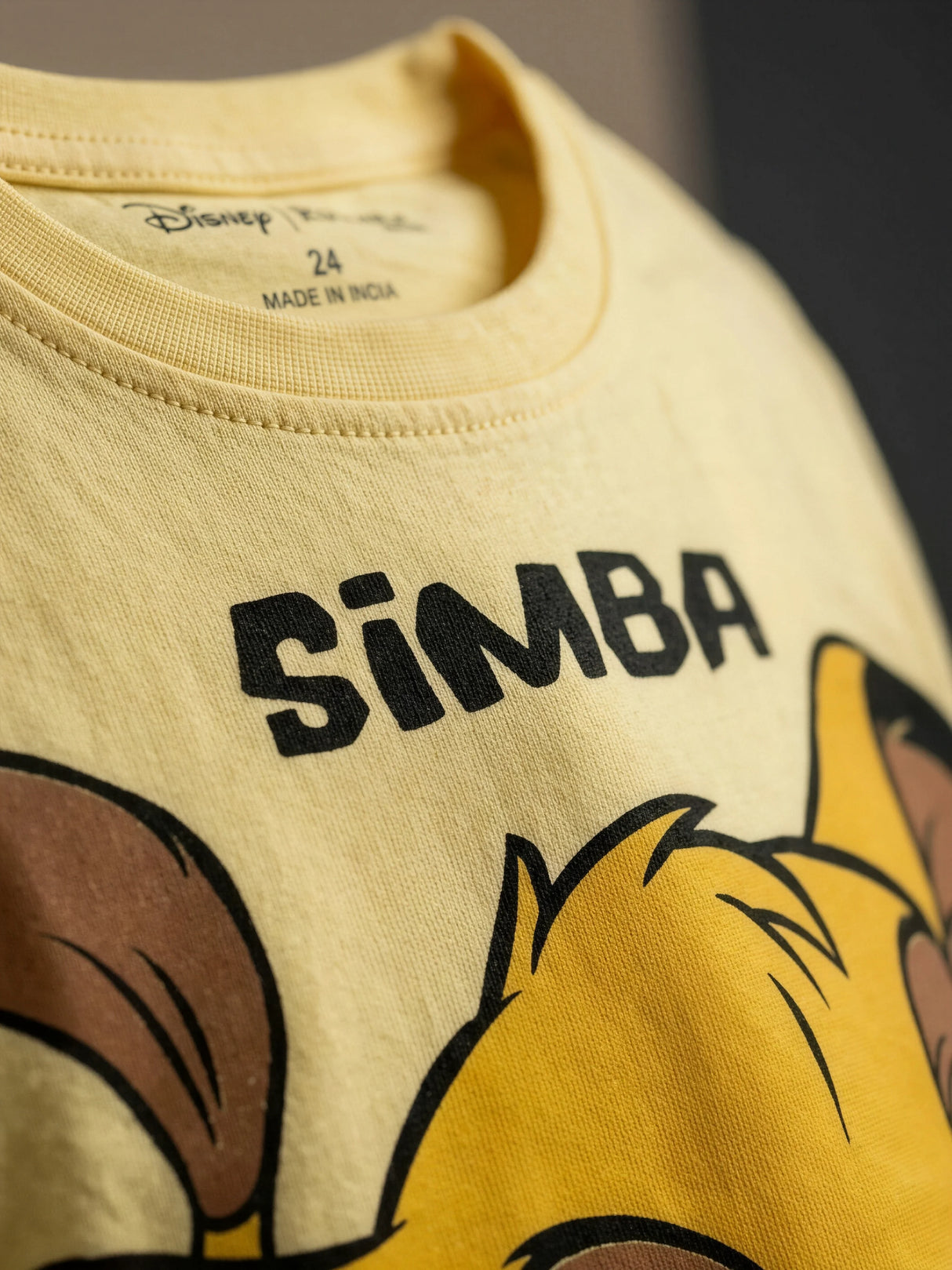Boys Yellow Simba Graphic Print Cotton T-Shirt
