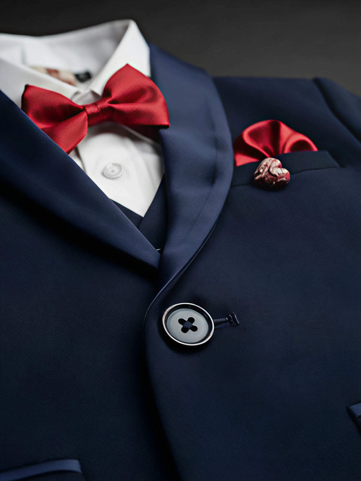 Boys Navy Blue Tuxedo Coat Suit Set