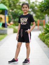 Girls' Black "Just Have Fun" Graphic Co-ord Set