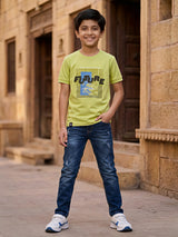 Boys Lime Green "FUTURE" Graphic Cotton T-Shirt