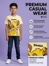 Boys Yellow Simba Graphic Print Cotton T-Shirt