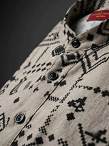 Black Geometric Print Kurta Pajama Set for Boys
