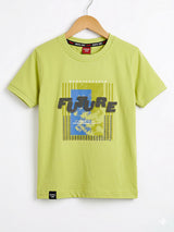 Boys Lime Green "FUTURE" Graphic Cotton T-Shirt