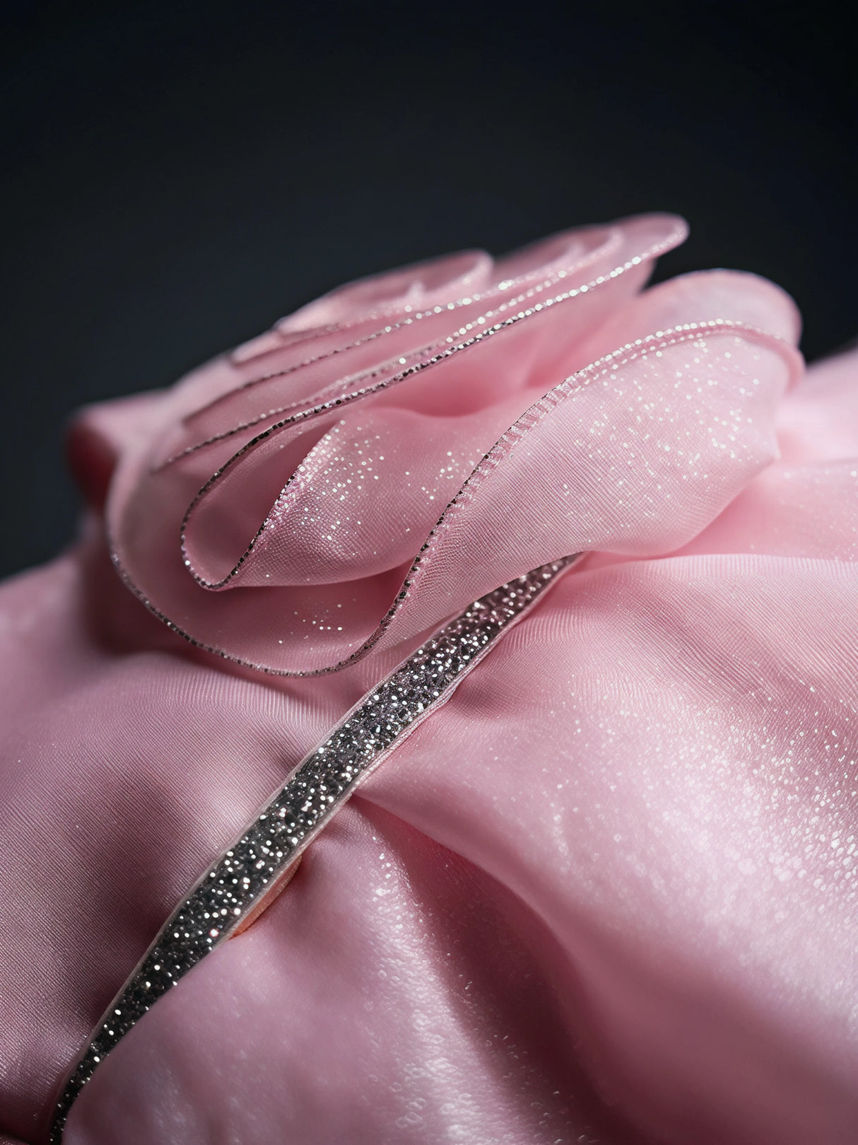 Girls Elegant Pink Party Wear Frock with 3D Rose Embellishment.