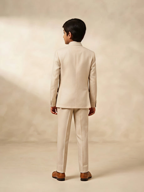 Boys Cream Jodhpuri Suit with Pocket Square