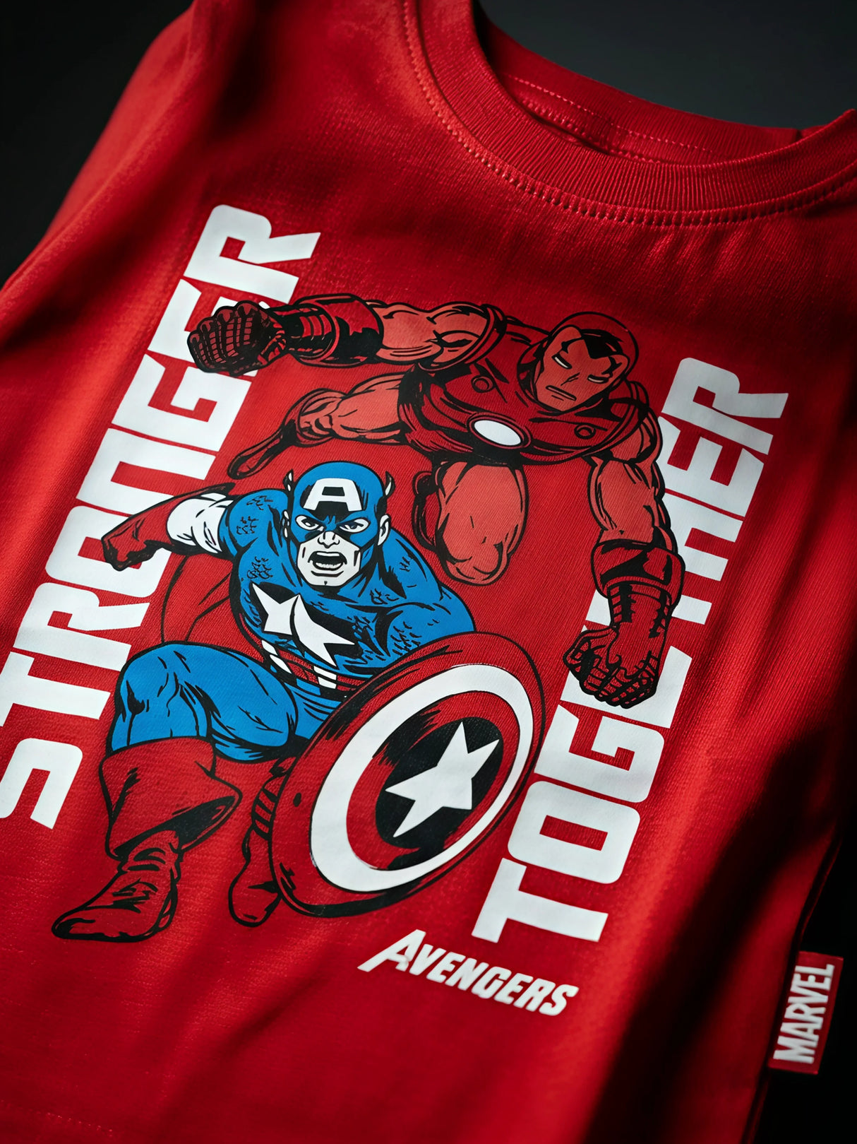 Boys Red Superhero Graphic T-Shirt and Shorts Co-ord Set