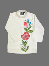 Boys' Light Blue Printed Jacket & Kurta Set.