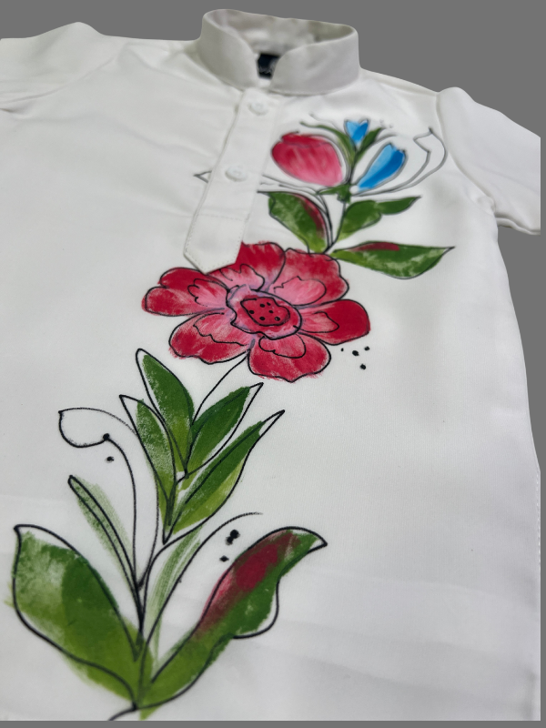 Boys' Light Blue Printed Jacket & Kurta Set.